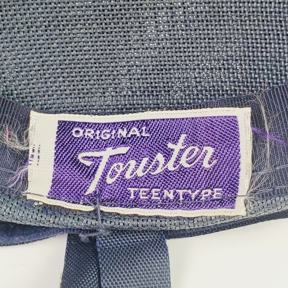 Vtg Original Touster Teentype Women's 3D Floral Blue Wicker Calot Hat Velvet Bow - Picture 11 of 12